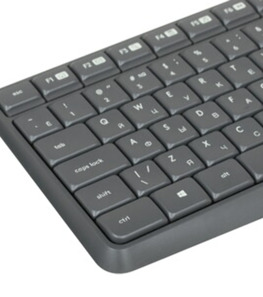 Комплект клавиатура+мышь Logitech MK235 беспроводной, USB, 1000 DPI, серый (заводская гравировка)