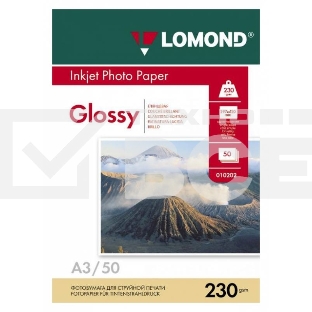 Фотобумага Lomond 0102025 A3/230г/м2/50л./белый глянцевое для струйной печати