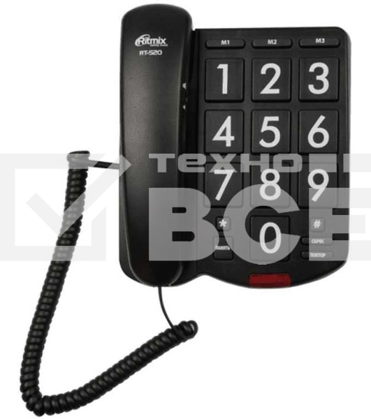 Телефон проводной Ritmix RT-520 черный