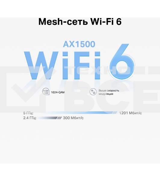 Бесшовный Mesh роутер TP-Link Deco X10 (DECO X10(2-PACK)) AX1500 10/100/1000BASE-TX белый (упак.:2шт)
