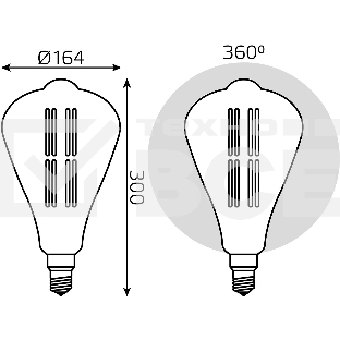 Лампа светодиодная Filament ST164 6W 890lm 2700К Е27 golden straight LED