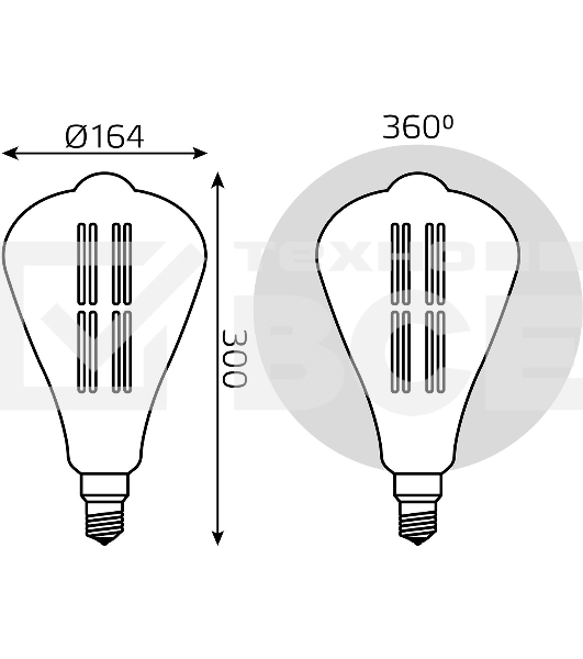 Лампа светодиодная Filament ST164 6W 890lm 2700К Е27 golden straight LED