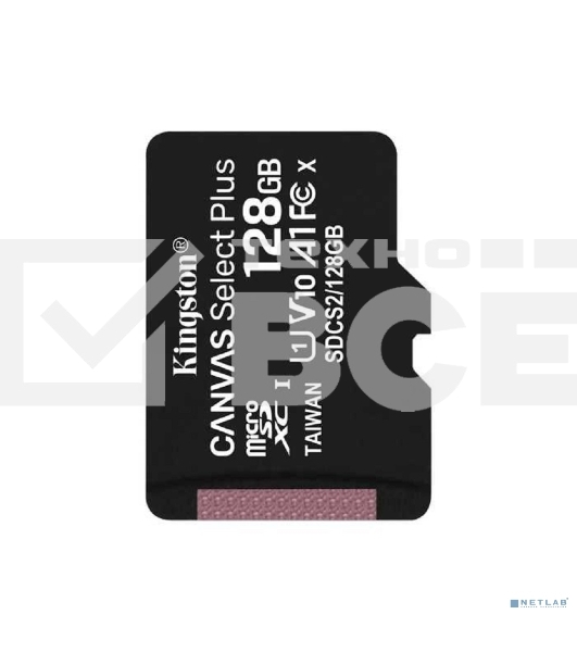 Флеш карта Kingston 128GB micSDXC Canvas Select Plus 100R A1 C10 Single Pack w/o ADP EAN: 740617299076