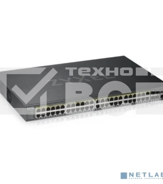 Коммутатор ZYXEL GS1920-48HPv2 Hybrid Smart switch PoE+ Zyxel Nebula Flex, 44xGE PoE+, 4xCombo (SFP/RJ-45 PoE+), 2xSFP, budget PoE 375W, Standalone / cloud management
