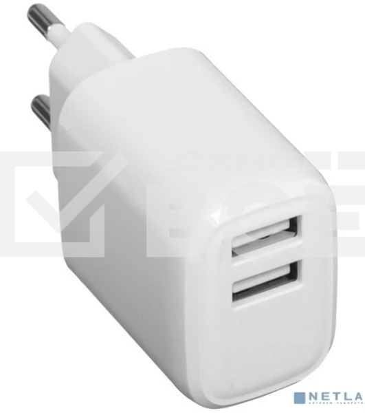 Зарядное устройство Cablexpert MP3A-PC-58, 10.5Вт, 2.1А, 2хUSB, белый, пакет