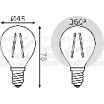 Лампа филам. Gauss Filament 8Вт цок.:E14 шар св.свеч.бел.теп. (упак.:10шт) (52118), фото 1