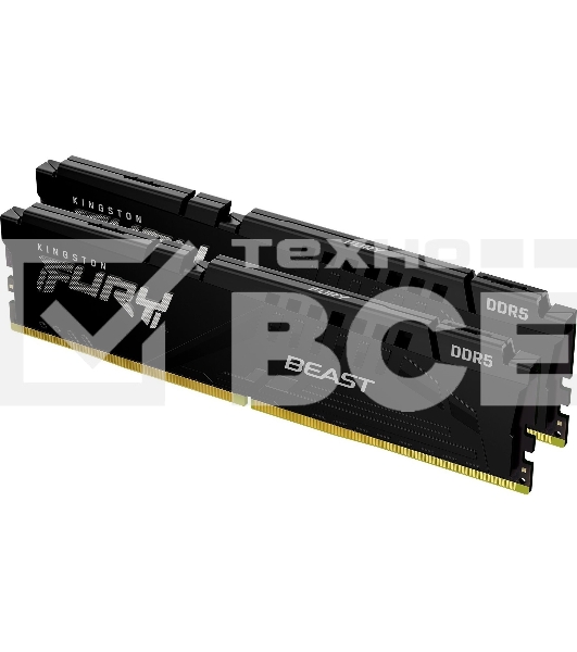 Оперативная память Kingston Fury Beast, DDR5, 64GB (2x32GB), 6000MHz, CL36, с радиатором, чёрный