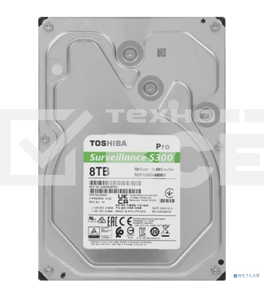 Жесткий диск Toshiba SATA-III 8TB MD10ADA800V Surveillance S300 Pro (7200rpm) 512Mb 3.5'