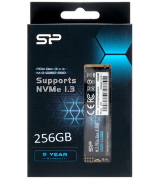 Накопитель SSD Silicon Power M-Series, 256Gb, PCIe 3.0 x4, M.2 2280, NVMe, R/W 2200/1600