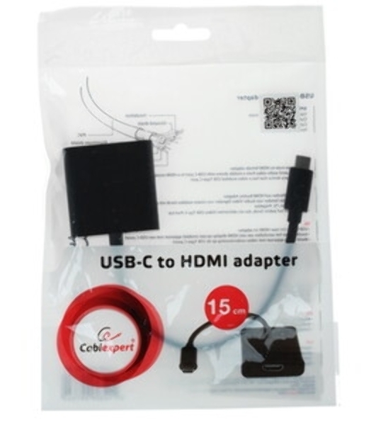 Переходник Cablexpert USB Type-C/HDMI, 15 см, пакет (A-CM-HDMIF-01)