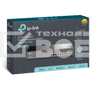 Коммутатор TP-LINK TL-SG1008MP 8-портовый настольный/монтируемый в стойку гигабитный коммутатор с 8 портами PoE+