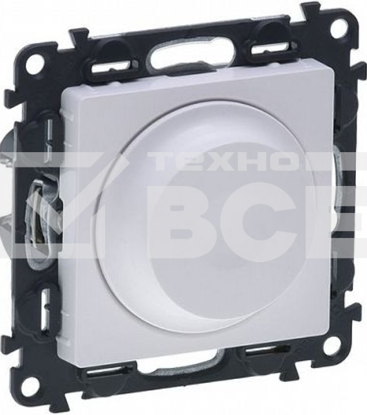 Диммер универс., с лиц. панелью, поворот. ручк., Белый