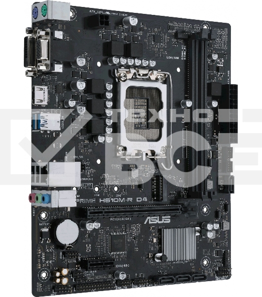 Материнская плата ASUS PRIME H610M-R D4-SI, LGA 1700, Intel H610, 2xDDR4, 4xSATA, 1xM.2 PCIe 3.0 x4, 1xPCIe 4.0 x16, 1xPCIe x1, 1xHDMI, 1xDVI, 1xVGA, 2xUSB-A 2.0, 2xUSB-A 3.2 Gen 1, 1x 1Gb LAN, 3x3.5 мм, 7.1, mATX