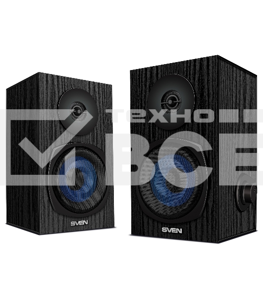 Колонки 2.0 SVEN SPS-576 чёрные (2x4W, Bluetooth, дерево)