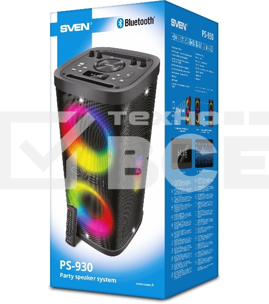 Колонка порт. Sven АС PS-930 черный 150W 1.0 BT/3.5Jack 7200mAh (SV-022402)
