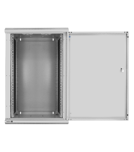 Шкаф телекоммуникационный 19' настенный 18U ExeGate EC-WM-18U.450.M.GREY (19”, 18U, 600x450x901mm (ШхГхВ), передняя дверь металл, съемные боковые панели, пыле- и влагозащита IP23, светло-серый RAL 7035, 2 коробки)