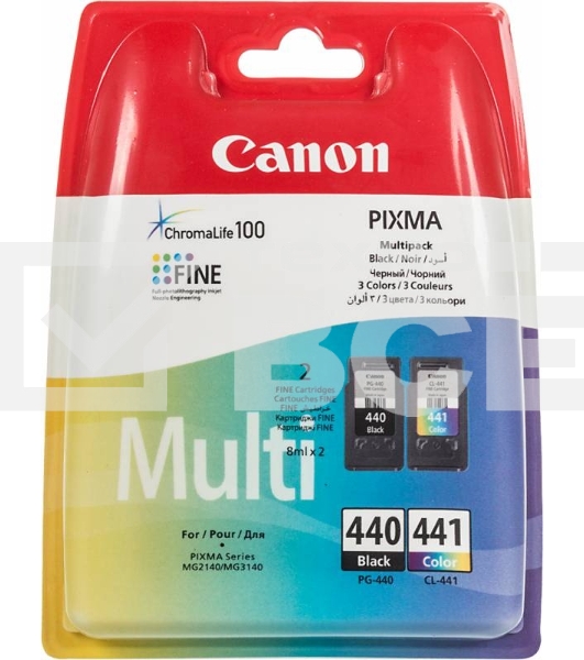 Картридж струйный Canon PG-440/CL-441 5219B005 черный/трехцветный x2уп. для Canon MG2140/MG3140 (180стр.)