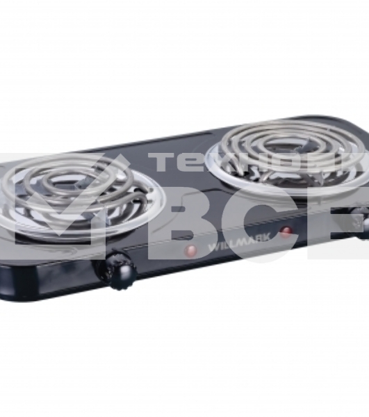 Плита настольная электрическая Willmark НS-215Т (2 спир конф.*145 мм/1000Вт.,150*1500Вт, нерж сталь, черный)