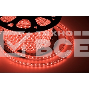 Лента LED 220 В, 10х7 мм, IP67, SMD 2835, 60 LED/m, цвет свечения красный, бухта 100 м