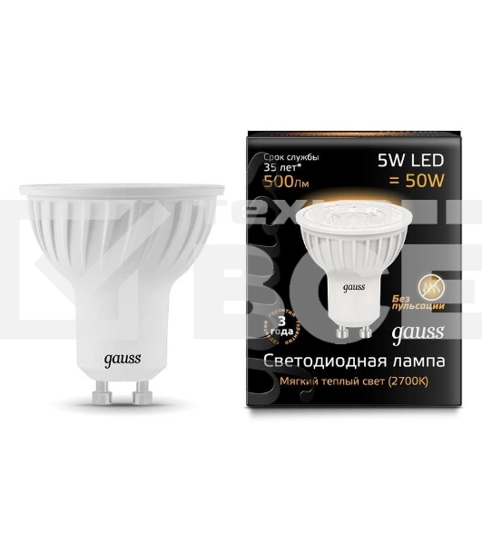 Лампа светодиодная GAUSS 101506105 LED MR16 GU10 5W 3000K