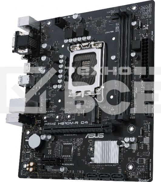 Материнская плата ASUS PRIME H610M-R D4-SI, LGA 1700, Intel H610, 2xDDR4, 4xSATA, 1xM.2 PCIe 3.0 x4, 1xPCIe 4.0 x16, 1xPCIe x1, 1xHDMI, 1xDVI, 1xVGA, 2xUSB-A 2.0, 2xUSB-A 3.2 Gen 1, 1x 1Gb LAN, 3x3.5 мм, 7.1, mATX