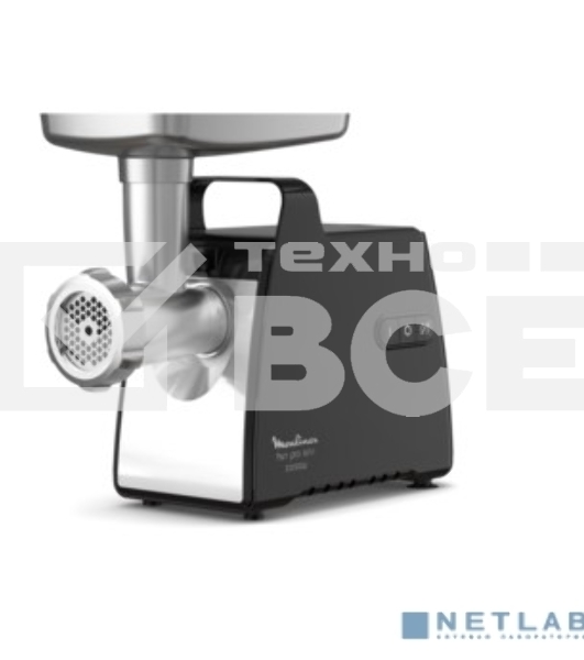 Мясорубка электрическая Moulinex ME558810 черный, 2200 Вт, 3.9 кг/мин, реверс, насадки - 8