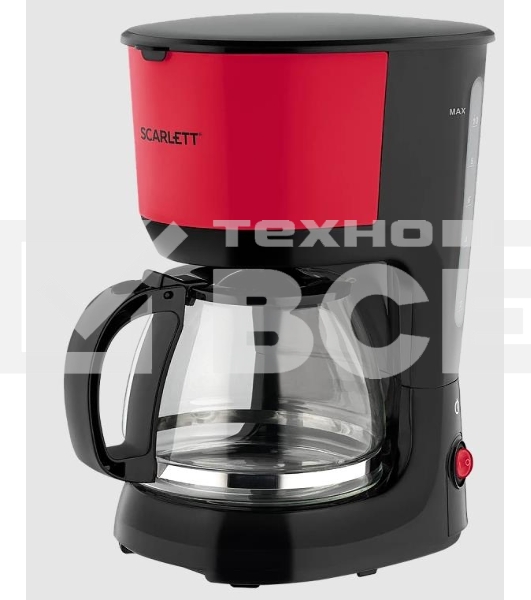Кофеварка капельная Scarlett SC-CM33013 красный/черный, исп. кофе - молотый, 1.25 л, 750 Вт.