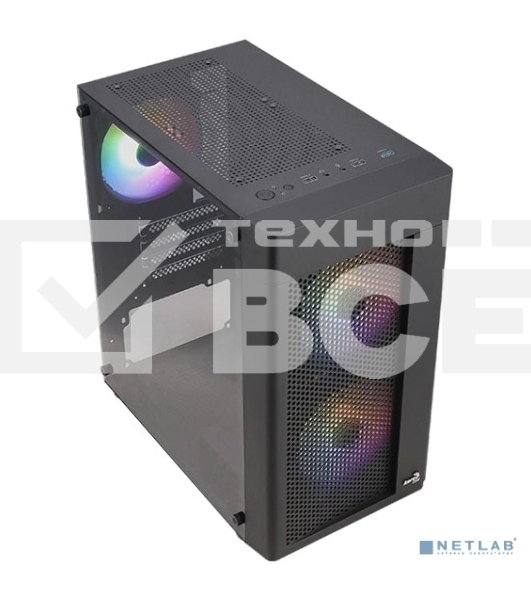 Корпус MiniTower Aerocool / Formula HEXFORM-G-BK-v2 (mATX, стекло, сетка, USB3.0x1, USB2.0x2, 3x120mm FRGB fans) (4711099471799)