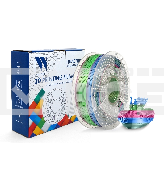 Филамент NVPRINT Silk PLA+ Rainbow 06 для 3D печати диаметр 1.75мм  длина 330 метров  масса 1 кг