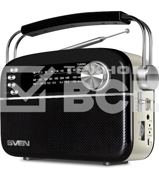 Радиоприёмник SVEN SRP-505 (4 Вт, FM/AM/SW, USB, SD/microSD, Bluetooth, 1200 мАч)черный