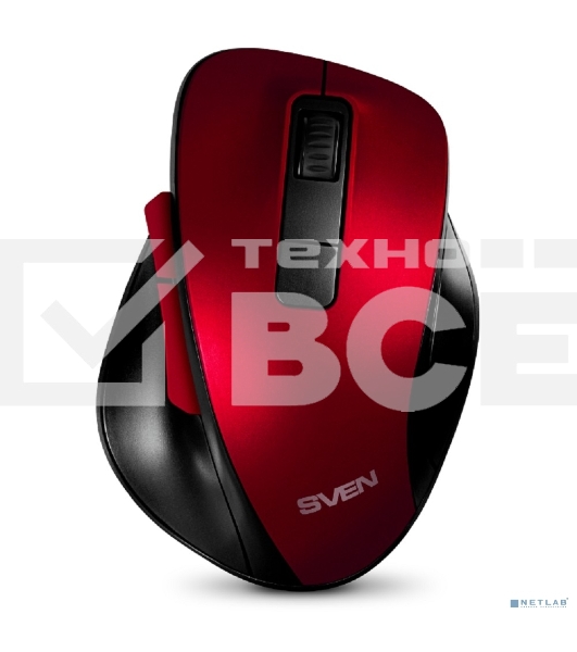 Мышь беспроводная SVEN RX-525SW красная (бесшумн. кл., 5+1кл. 600-1400DPI, Soft-touch, блист.)