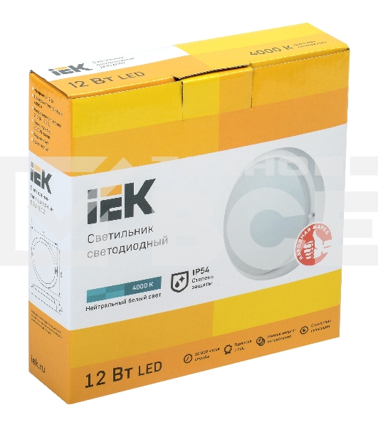 Светильник Iek LDPO0-4002-12-4000-K01LED ДПО 4002 12Вт IP54 4000K круг белый IEK