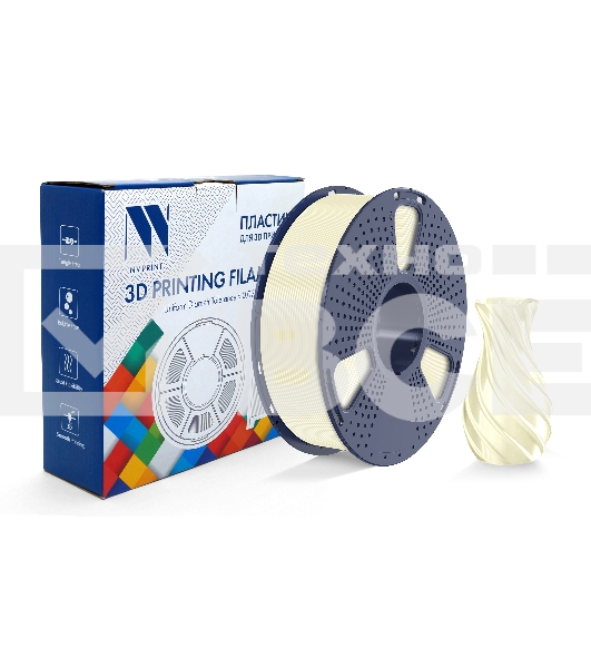 Филамент NVPrint TPU Silk Cream White для 3D печати диаметр 1.75мм  длина 330 метров  масса 1 кг