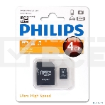 Флеш карта microSD 4GB PHILIPS microSDHC Class 10 (SD адаптер), фото2