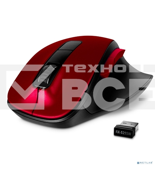 Мышь беспроводная SVEN RX-525SW красная (бесшумн. кл., 5+1кл. 600-1400DPI, Soft-touch, блист.)