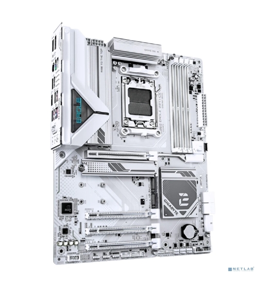 Материнская плата Gigabyte B850 EAGLE WIFI7 ICE, AM5, AMD B850, 4xDDR5, 4xSATA, 3xM.2, 1xPCIe 5.0 x16, 1xPCIe 4.0 x4, 2xPCIe 3.0 x1, 1xDP (v1.4), 1xHDMI, 1x2.5Gb LAN, Wi-Fi 7, Bluetooth 5.4, 1xUSB-C 5Gbps, 2xUSB-A 10Gbps, 2xUSB-A 5Gbps, 4xUSB-A 2.0, 3x3.5 мм, 7.1, ATX