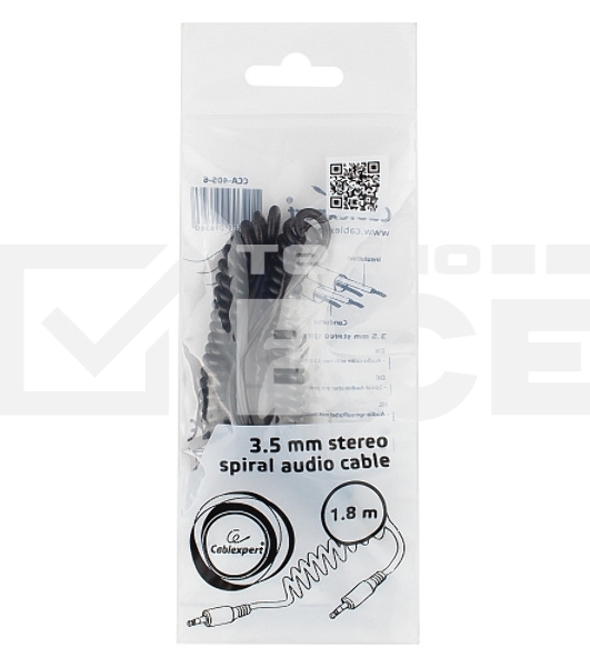 Кабель аудио Cablexpert CCA-405-6, Jack3.5 - Jack3.5, 2м, спиральный
