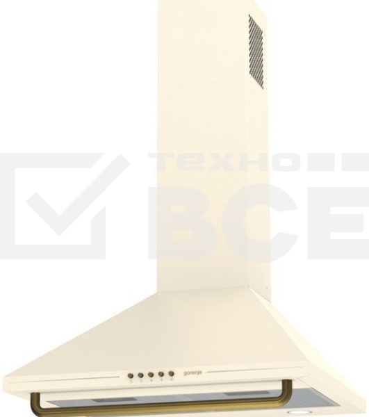 Вытяжка Gorenje WHC63CLI ширина 60 см, 650 м3/ч, Отвод воздуха и рециркуляция, цвет: слоновая кость