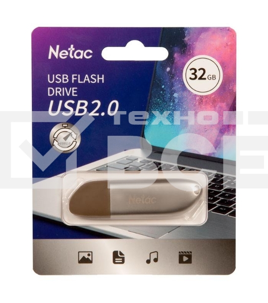 Флеш диск USB Drive Netac U352 NT03U352N-032G-20PN USB2.0 32GB, retail version