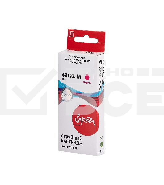 Струйный картридж Sakura 2045C001 (481XL Magenta) для Canon, пурпурный, 12 мл., 760 к.
