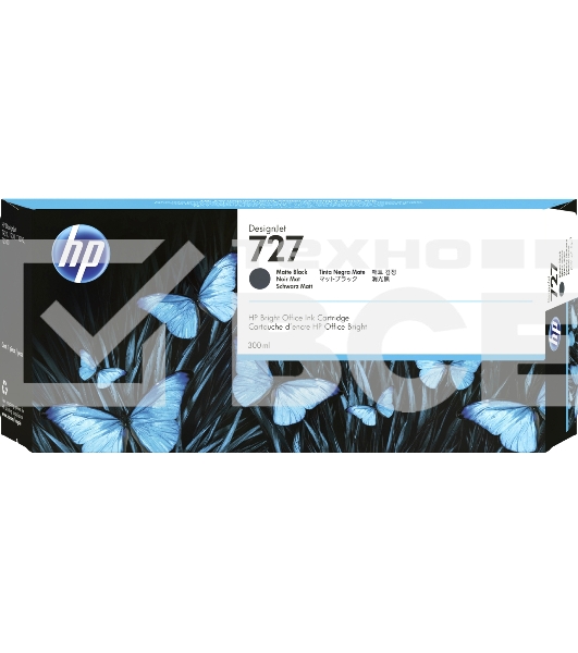 Картридж струйный HP 727 C1Q12A черный матовый, 300мл, для Designjet T920/T1500/T2500