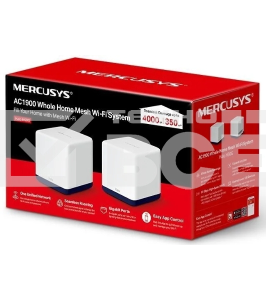 Система Mercusys MESH AC1900 Whole Home Mesh Wi-Fi System, 3× Internal Antennas, 3×GB ports (WAN/LAN) (2-pack)