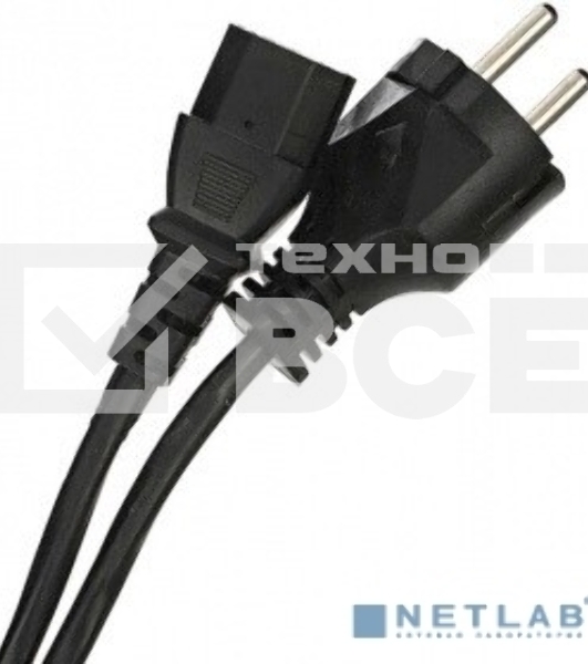 Кабель компьютер-розетка 220V EURO VDE 3G*1.0mm2 медь TELECOM TE021-CU 1,8м
