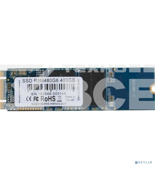 Накопитель SSD AMD Radeon R5M480G8, 480Gb, M.2 2280, SATA III, R/W 530/500