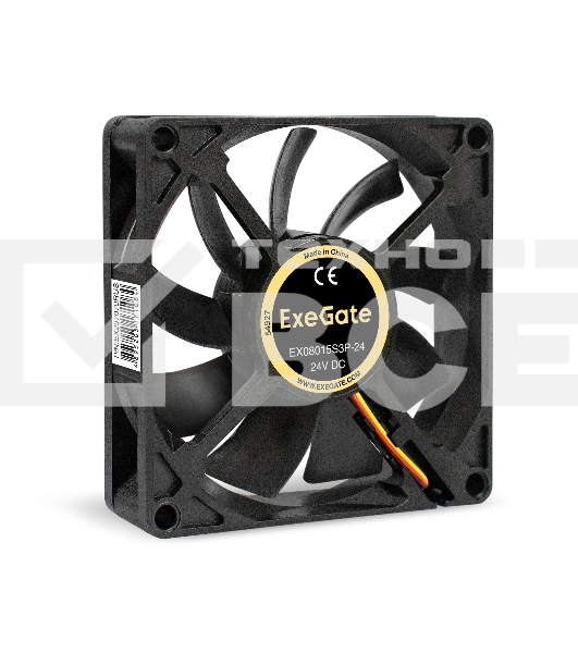 Вентилятор для корпуса ExeGate EX08015S3P-24 черный, 80 мм, 2500 об/мин, 30.1 дБ, 3 pin