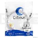 Шнур комм. Cabeus, cat.6, экр., F/UTP, RJ45/RJ45, LSZH, AWG24, 1м, серый, фото 1