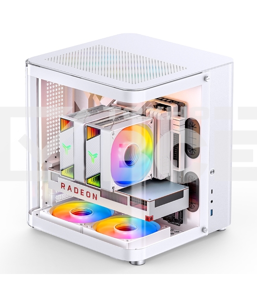 Корпус без блока питания JONSBO TK-1, Mini-Tower, TG, no fan, 1xUSB-A 3.2 + 1xUSB-C 3.2, mATX, mITX White