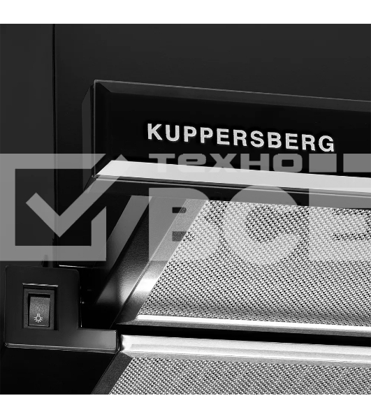 Встраиваемая телескопическая вытяжка Kuppersberg SLIMTURBO 60 Gb, ширина 60 см, отвод/рециркуляция, 1500 м3/час, механическое управление, 3 скорости, освещение 2х2 Вт, металлические жироулавливающие фильтры, угольный фильтр KF-ES (опция), 63.4 дБ, обратный клапан, шхвхг:55.2x25.5x28см, черный (ПОРТУГАЛИЯ)