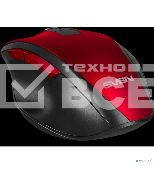 Мышь беспроводная SVEN RX-525SW красная (бесшумн. кл., 5+1кл. 600-1400DPI, Soft-touch, блист.)