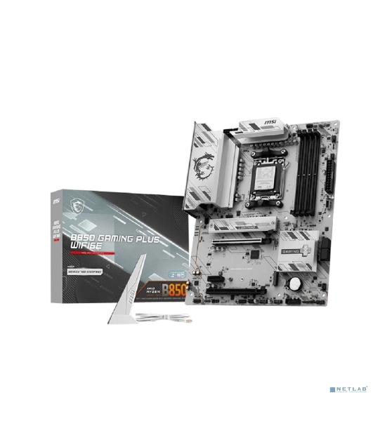 Материнская плата MSI B850 GAMING PLUS WIFI6E, AM5, AMD B850, 4xDDR5, 4xSATA, 2xM.2, 1xPCIe 4.0 x16, 1xPCIe 4.0 x4, 1xPCIe 3.0 x1, 1xDP, 1xHDMI, 1x2.5Gb LAN, Wi-Fi 6E, Bluetooth 5.3, 1xUSB-C 10Gbps, 3xUSB-A 10Gbps, 4xUSB-A 5Gbps, 2x3.5 мм, 7.1, ATX